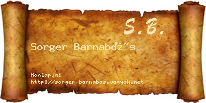 Sorger Barnabás névjegykártya